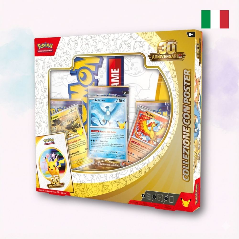 Pokémon TCG Collezione con Poster 30° Anniversario ITA con promo Articuno Zapdos Moltres - Kyodai Store
