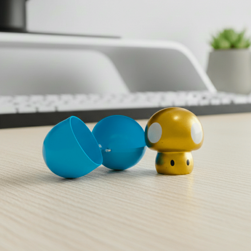 Super Mario Bros Squeaky Golden Mushroom - Gashapon - Import Giappone