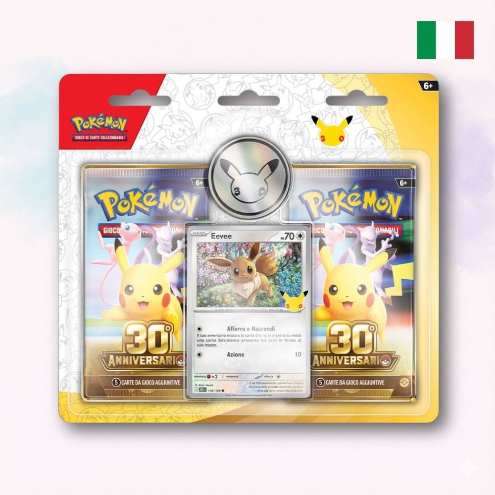 Pokémon TCG Blister 2 Buste Eevee 30° Anniversario ITA con carta promo e moneta - Kyodai Store