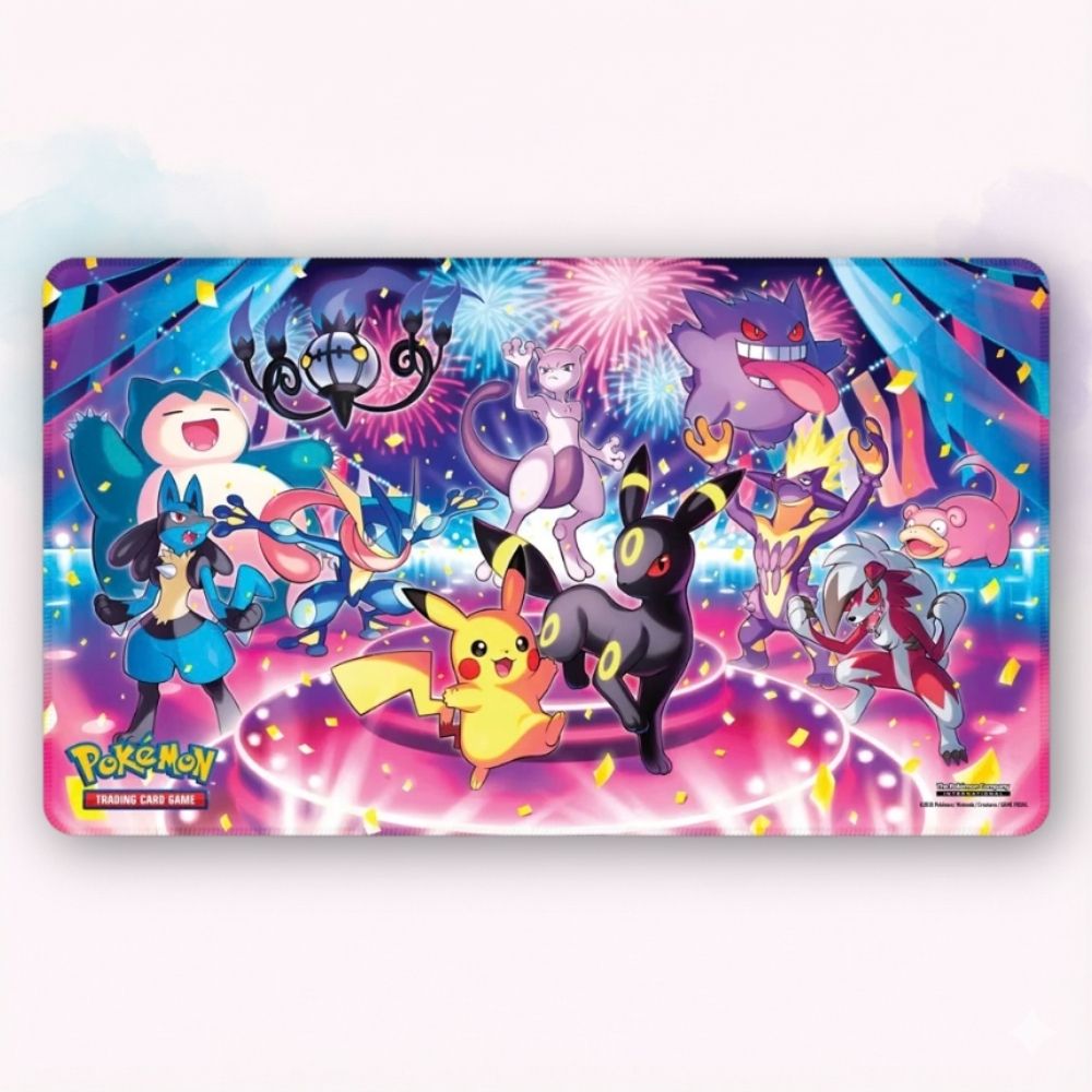 Pokémon TCG Rubber Playmat Pokémon Neon Party Jap originale Pokémon Center Japan con Pikachu Umbreon Mewtwo Gengar e altri Pokémon - Kyodai Store