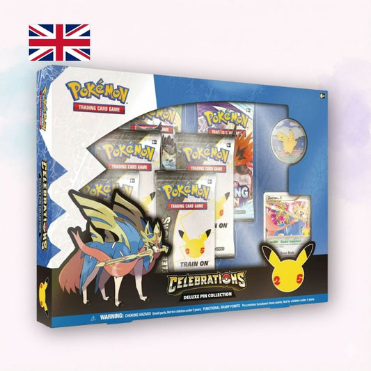 Pokemon TCG Celebrations Deluxe Pin Collection Zacian LVX box inglese 25th Anniversary originale - Kyodai Store