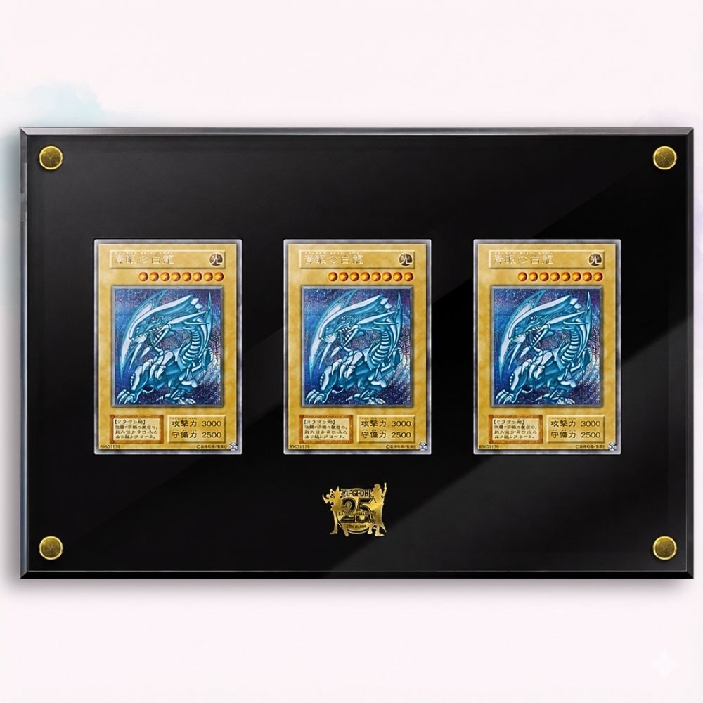 Yu-Gi-Oh OCG Blue-Eyes White Dragon 25th Anniversary Display Set giapponese con 3 carte Drago Bianco Occhi Blu originale - Kyodai Store